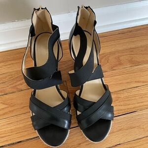 Liz Claiborne Black Wedge Sandals